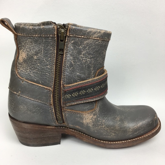 NWOB BED STÜ Gray Distressed Leather Boots - Picture 6 of 8